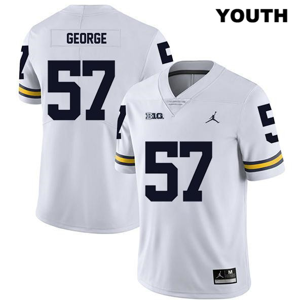 Youth NCAA Michigan Wolverines Joey George #57 White Jordan Brand Authentic Stitched Legend Football College Jersey UO25M22DL